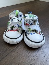 CONVERSE All Star Dinosaur White Sneakers Boys Girls Infant Size 2 Dinoverse