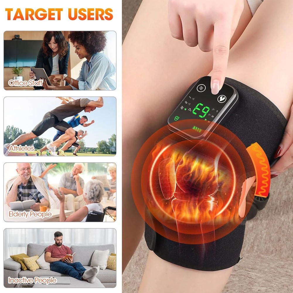Electric Knee Massager Heated Vibration Knee Brace Pain Relief Knee Pad Gifts
