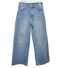 Levi's Ribcage High Rise Wide Leg Crop Frayed Hem Light Wash 25 EUC