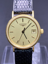  N Mint Longines L4.136.2 Women's Vintage Watch Gold Dial Date Quartz Japan