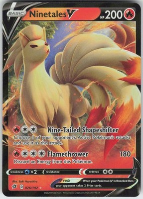 Pokemon Ninetales V 026/192 SWSH02: Rebel Clash Ultra Rare LP | eBay