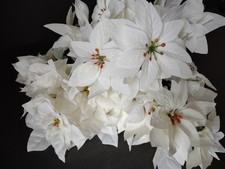 Christmas Lot Artificial Flower Poinsettia White 12 stems 17" Long Lot 3342 