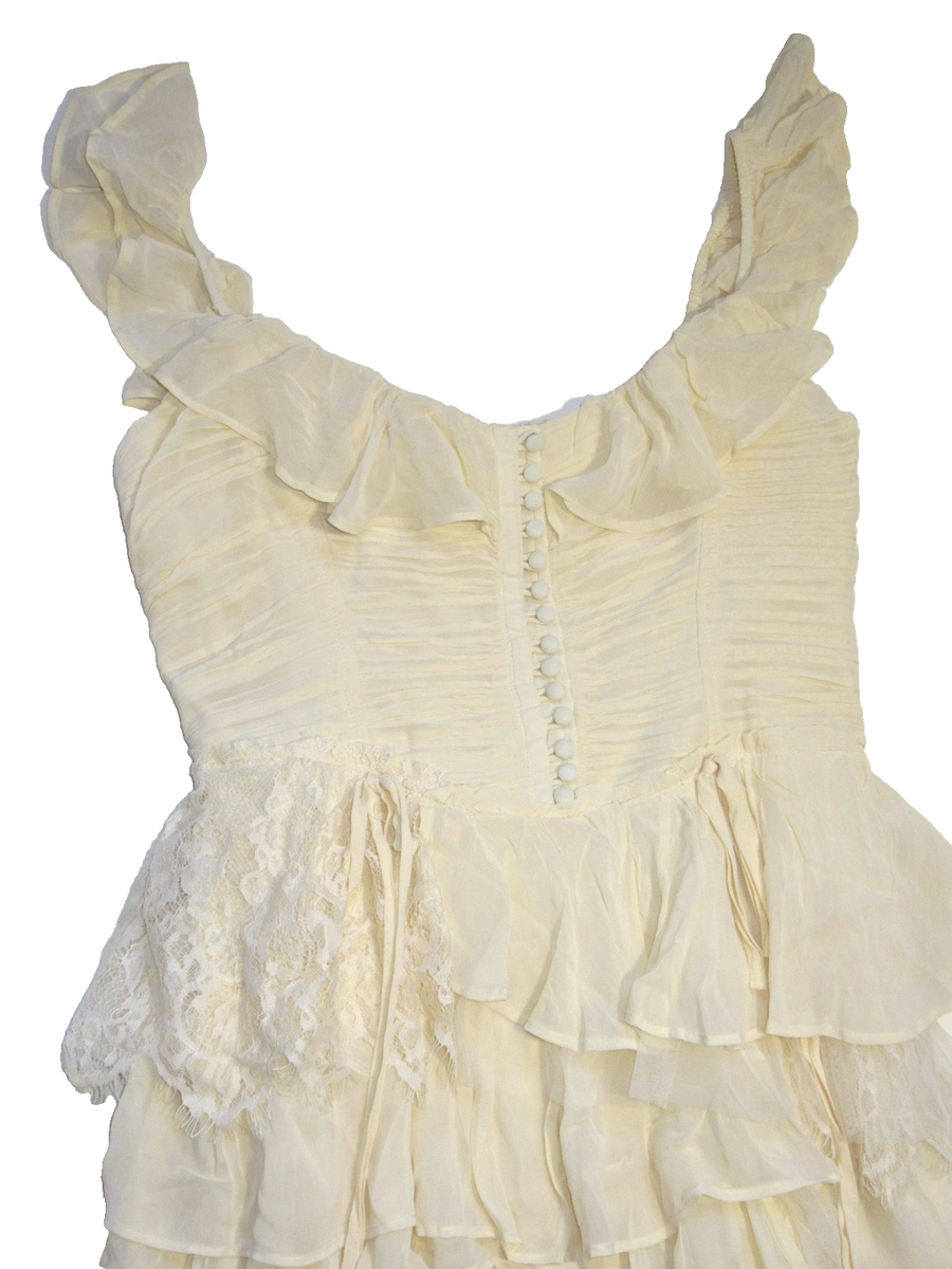 NWT By Anthropologie Corset Tiered Lace Ruffle Maxi in Ivory Dress L $268 | eBay NWT By Anthropologie Corset Tiered Lace Ruffle Maxi in Ivory Dress L $268 | eBay