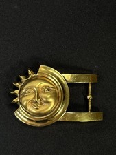 Barry Kieselstein Cord Sterling Silver Sun Moon Face Belt Buckle Vintage