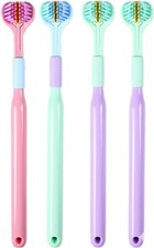 XYSRXWY 4 Pcs 3-Sided Toothbrush, Soft Bristle Blue, Green, Pink, Purple
