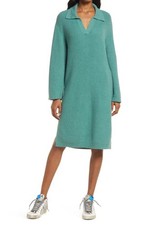 NWT Treasure & Bond Collared Rib Sweater Dress in Green Deep Sea, Size Xx-Small