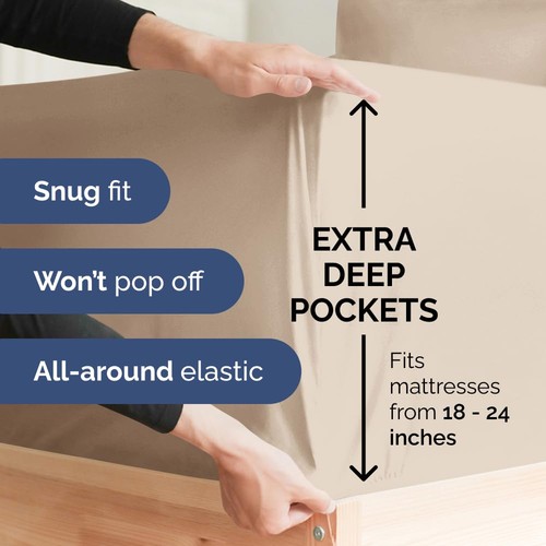 Extra Deep King Sheet Set - 6 Piece Breathable & Cooling Sheets - Hotel Luxur... - Picture 3 of 8
