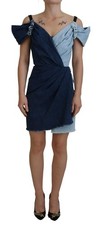 Dolce & Gabbana Two Tone Blue Patchwork Denim Mini Women's Dress