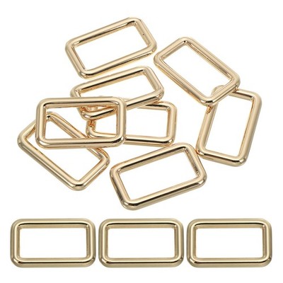 8 Pcs 1-1/4'' / 32mm Flat Metal Rectangle Rings Buckle Square Loop, Light Golden