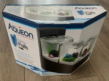 Aqueon Betta Falls 3 Section Aquarium Fish Tank with QuietFlow Power Filtration