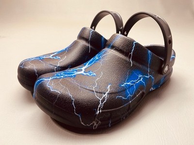 Crocs Black Bolts Blue Lightning Work Clog Slip Resistant  display picture 2