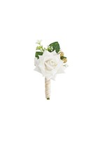1 pc Ivory Rose Men Boutonniere for Wedding Groom Groomsmen Artificial Flower...
