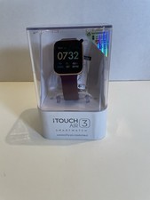 iTouch Air 3 Smartwatch Fitness Tracker: Clear Case with Plum Strap 40mm 