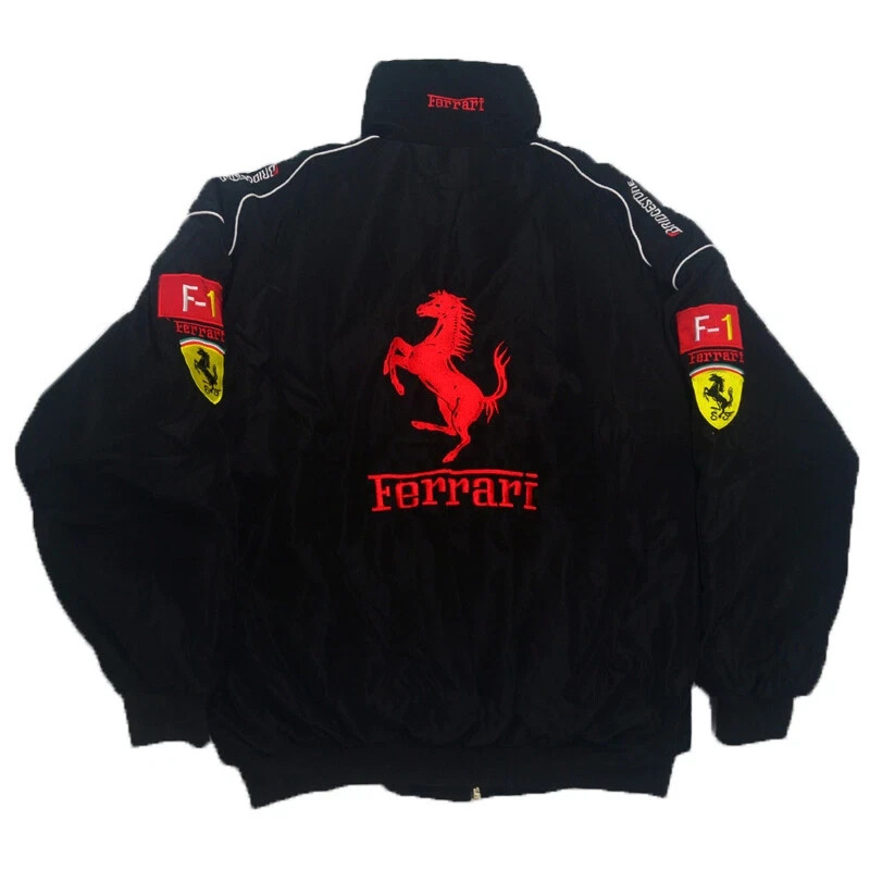 FERRARI Black Embroidery EXCLUSIVE JACKET suit F1 team racing