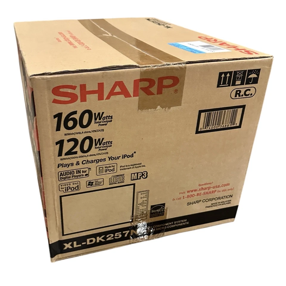 NEW SEALED - Sharp XL-DK257N Micro Component Stereo System CD Radio iPod Dock - Image 2 of 4