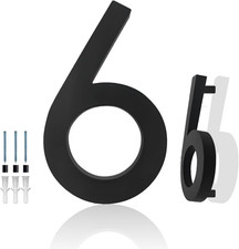 6" Floating House Numbers for Outside, Modern Address Number Black 6