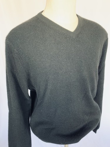 SAKS 5TH AVE Mens V-Neck Cashmere Sweater Black, XL - Picture 1 of 13