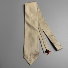 ST Dupont Paris Silk Tie Champagne Gold Embroidered Floral Made in Italy Mens