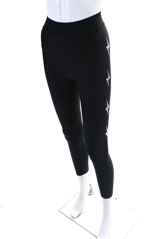 Leggings al tobillo elásticos Ultracor Lightning Bolt para mujer negros tono plateado talla XS Foto 2 de 4