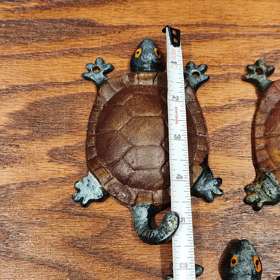 Лот из 3 чугунных настенных крючков черепаха полотенце вешалка пальто шляпа ключ ванная комната - Изображение 2 из 4