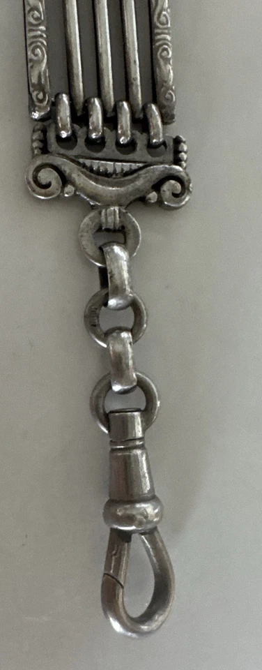 Victorian 800 Silver Watch Chain Chatelaine Wax Seal Fob Monogram M W Hallmarked - Image 3 of 4