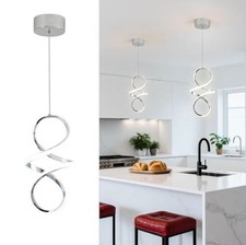 2 Pack New Spiral Modern LED Pendant Lights Chrome 4000K Kitchen Island Set 2