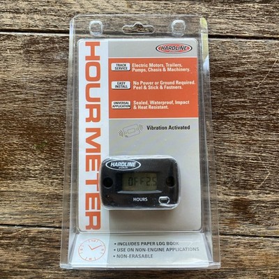 Hardline Products USA Hour Meter Vibration ActivatedHour Tach Meter NEW