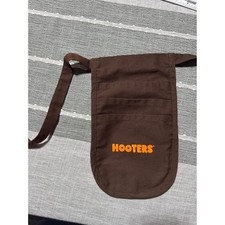 Hooters Waitress Apron Utility Pocket Waist Pouch Brown Orange Logo