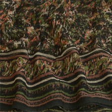 Sanskriti Vintage Sarees Black Pure Georgette Printed Sari 5 Yd Craft Fabric