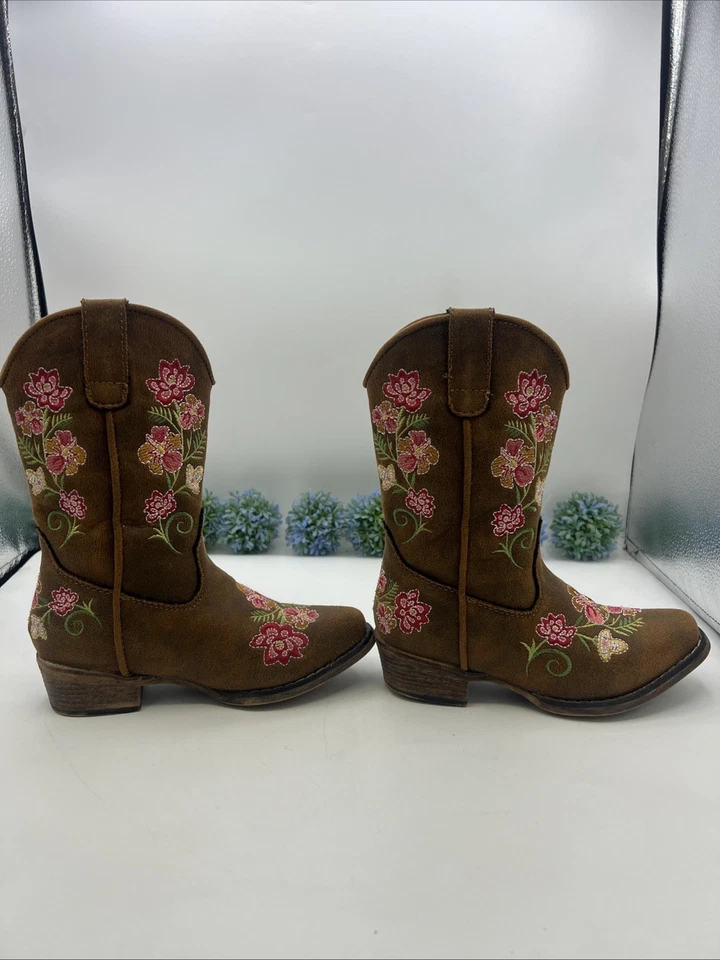 Roper Kids 10 码靴子花卉粉色/绿色/橙色 — 第 3/4 张图片