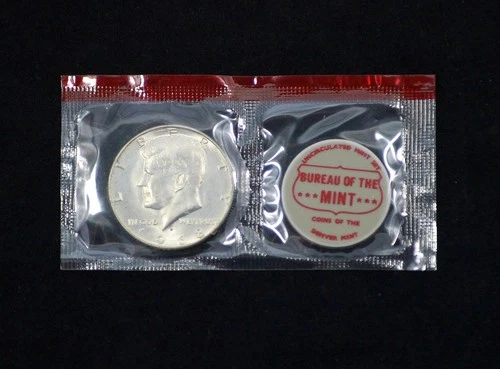 Uncirculated 1968-D 40% Silver Kennedy US Mint Half Dollar w Treasury Token
