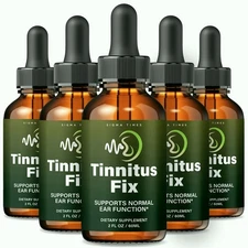 (5 Pack) Tinnitus Fix - Premium Liquid Drops for Ear and Hearing Support