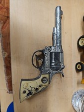 Vtg Hubley metal TEX Cap Gun Pistol Long Horn Handles