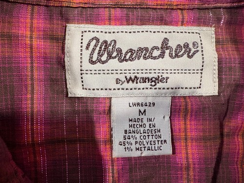 Wrangler Wrancher Women Pearl Snap Shirt Ruffle Metallic Western Cowgirl Pink M - Picture 5 of 9