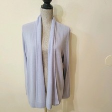 NWT Tahari PURE LUXE 100 Cashmere Women's Size M Blue Open Front Cardigan