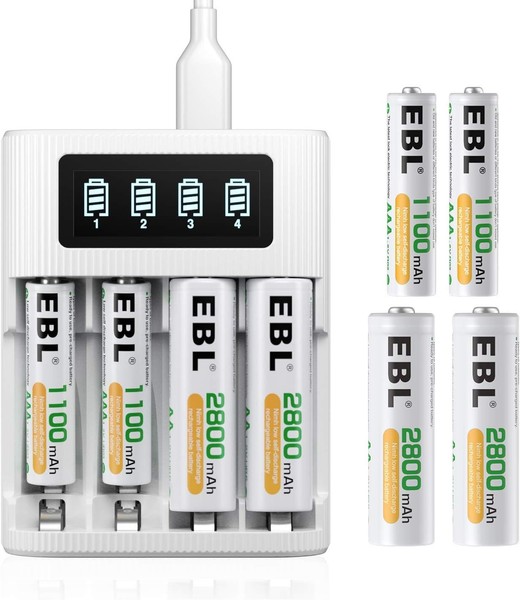 AkkuladegeräT Universal Mit 4 AA AAA Nimh Akkus HD LCD Display Schnellladung-image