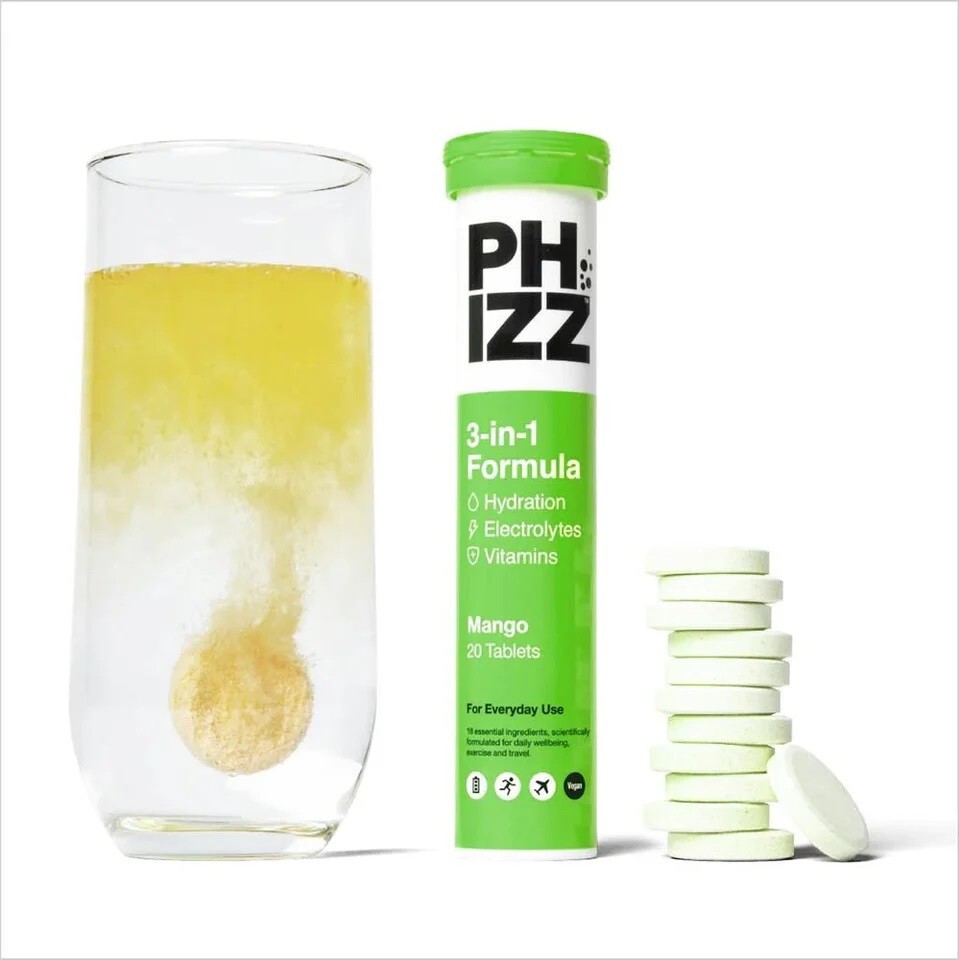 40 X Phizz 3in1 Hydration Electrolytes Vitamins Mango - 20 Tabs X 2 - Image 3