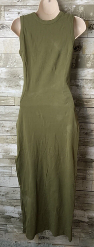Women's Green Sleeveless Slit Bodycon Maxi Dress Size S - Picture 3 of 4