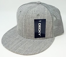 Trucker Style Snapback Cap Hat Plain Heather Gray Caps Hats Flat Bill NWT