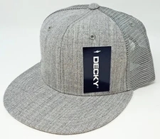 Trucker Style Snapback Cap Hat Plain Heather Gray Caps Hats Flat Bill NWT