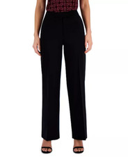 Anne Klein Women's the Jillian Fly Front Wide Leg Trouser in Anne Black Size 2