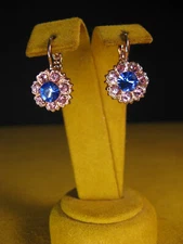 MARIANA EARRINGS BLUE PINK FLOWER SWAROVSKI CRYSTALS ROSE GOLD P Gift Christmas