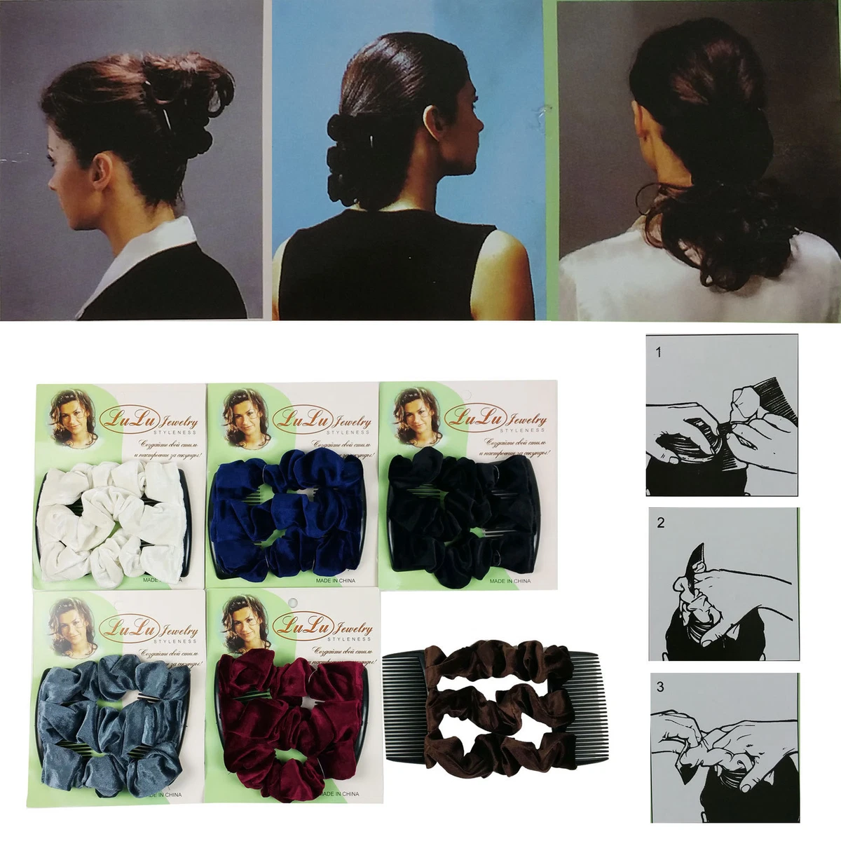 New Magic comb Stretch Velvet Hair Head Comb Double Clips Women Gift