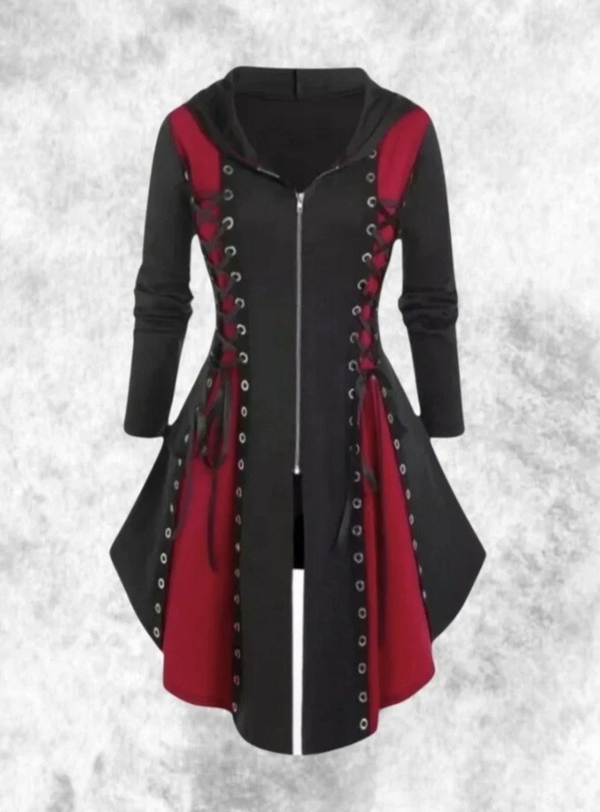 New Black/Red Gothic Zip & Corset Front Light Summer Jacket size 5XL 26 28 30 - Image 2 of 4