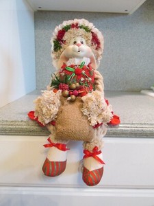 House Of Lloyd Flossie 1993 Christmas Bunny Rabbit porcelain rope decoration red