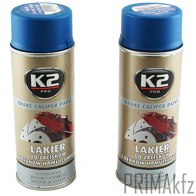 2x ORIGINAL K2 Bremssattellack Spray Brake Caliper Paint Blau 400ml glänzend