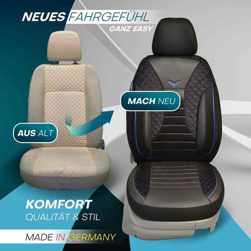 Fundas de asiento Prime adecuadas para Skoda Fabia 3 desde 2014-2020 en negro-azul JOLT806 - Imagen 6 de 10