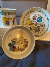 Vintage 1976 Gorham China Sesame Street Muppets Plate Cup Bowl 3 Piece Set