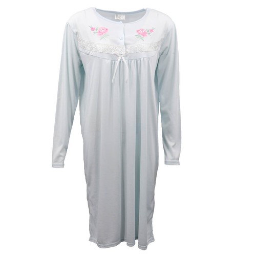100% Cotton Women Nightie Night Gown Pajamas Pyjamas Winter Sleepwear PJs Dress - Picture 4 of 5