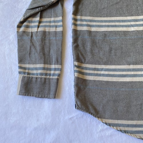 Hurley Shirt M Flannel Striped Button Gray Breast Pocket Blue Logo Skate Surf CA - Picture 21 of 24